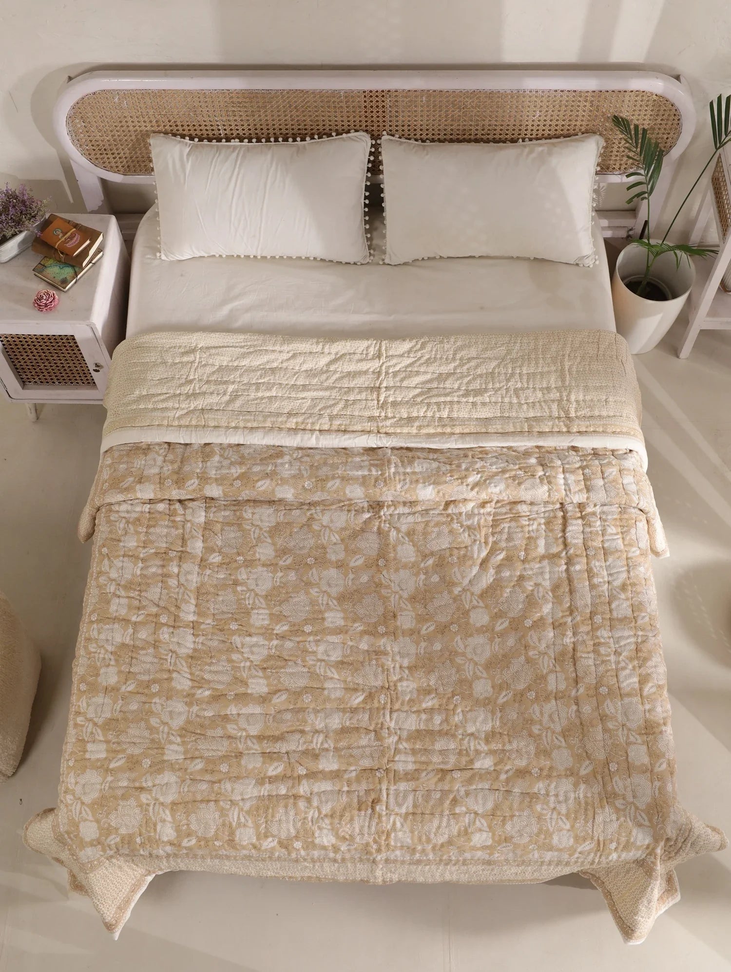 All Season Jaipuri Quilt | 100% Pure Cotton | Block Print | Double Bed - Narmada